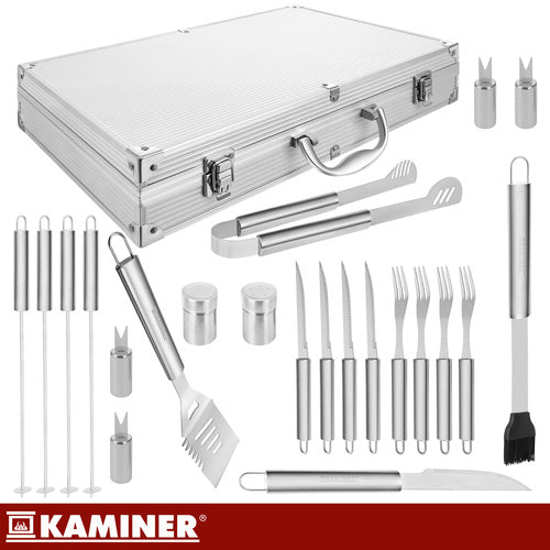 26-Piece Stainless Steel Grill Utensil Set with Case