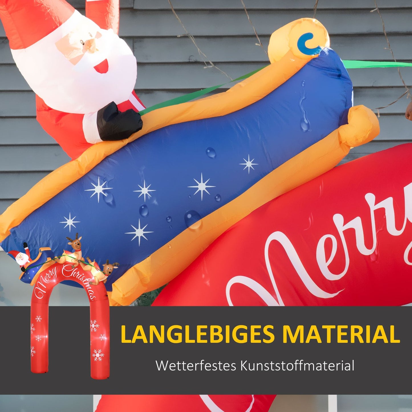 Inflatable 270 cm Christmas arch with Santa and LED lights
