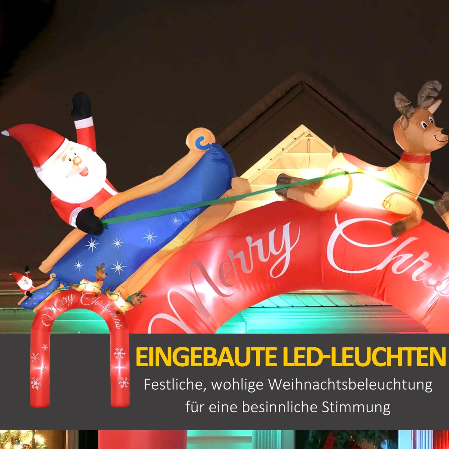 Inflatable 270 cm Christmas arch with Santa and LED lights