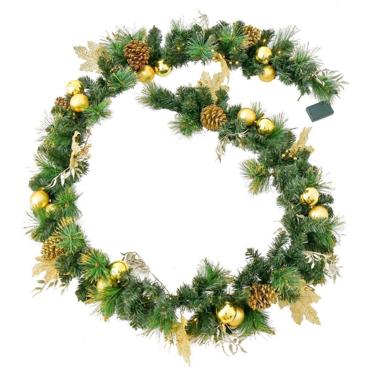 270 cm Christmas Garland with 50 LED Lights & Pinecones