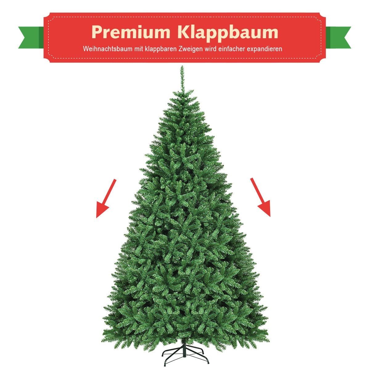 275 cm Artificial Christmas Tree Metal Stand Artificial Tree with 3594 Tips