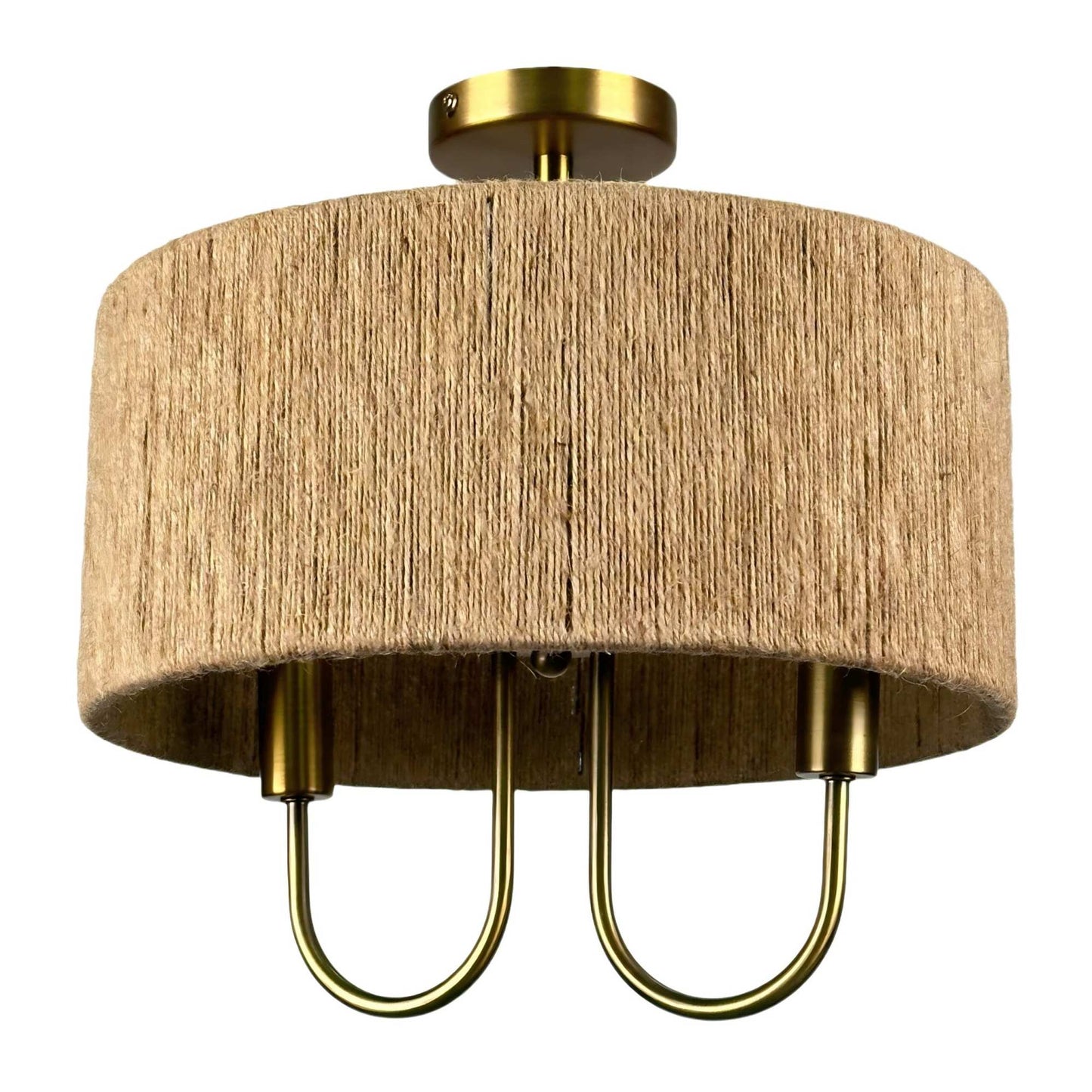 2-Bulb Ceiling Lamp, Paper Cord & Bronze Finish