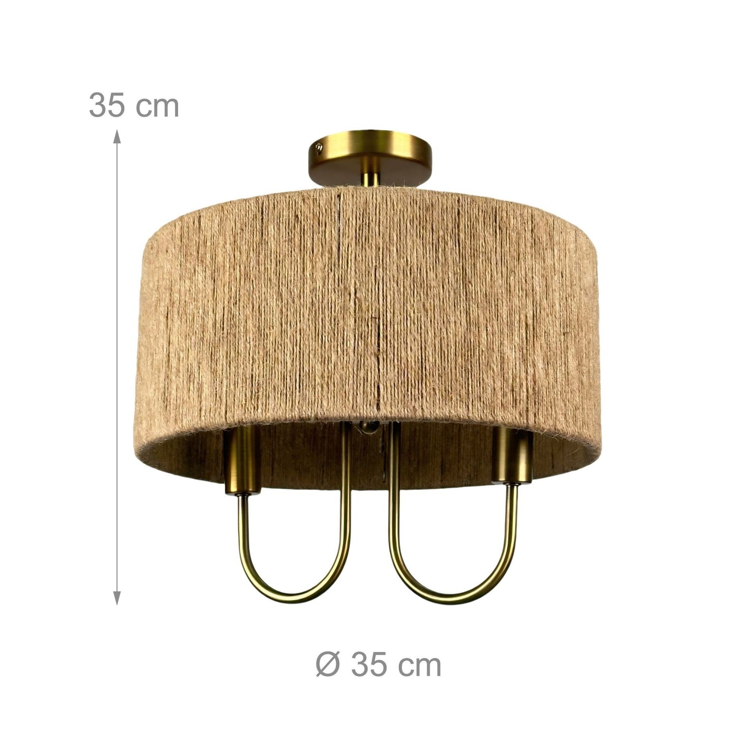 2-Bulb Ceiling Lamp, Paper Cord & Bronze Finish