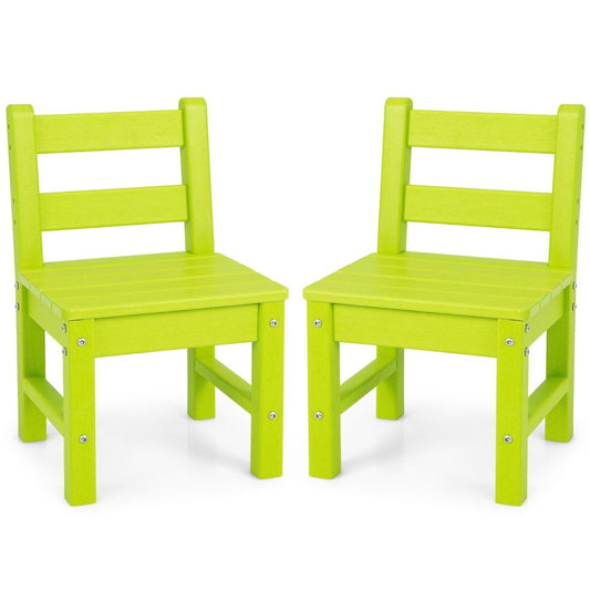 2 Children's Chairs for Indoor & Outdoor Weatherproof Heavy Duty Learning Chair for Toddlers Green