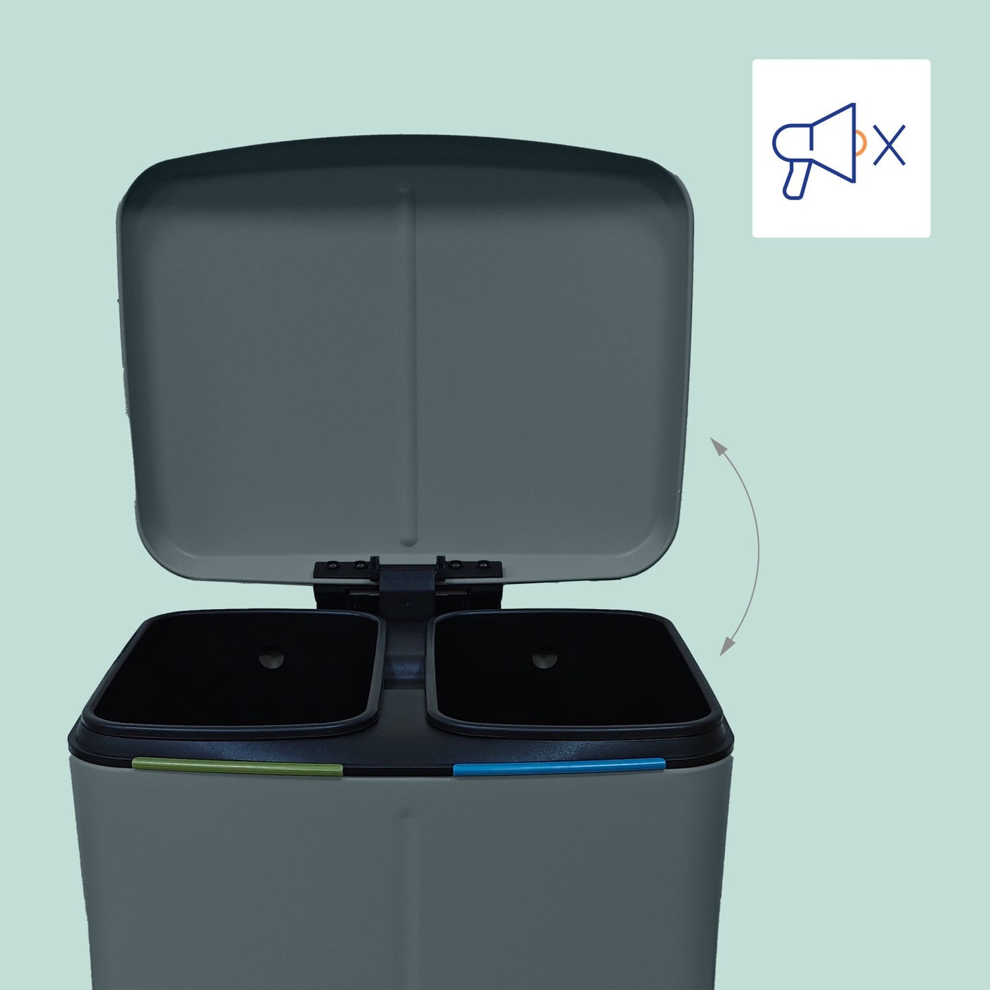 2-Compartment Kitchen Waste Bin, Soft-Close, Pedal-Operated