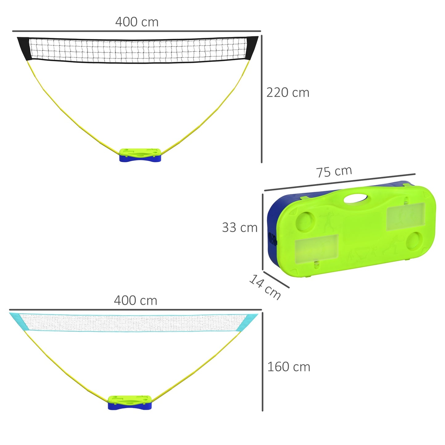 2-in-1 adjustable badminton and volleyball net set with stand