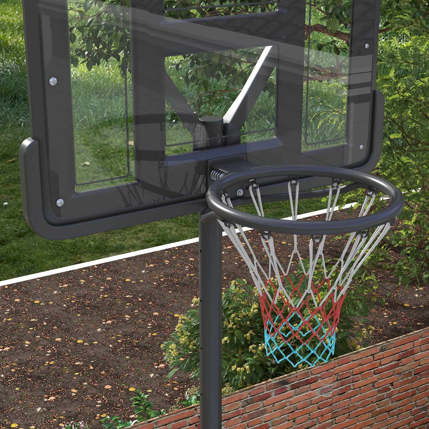Adjustable 2-in-1 basketball hoop with steel frame, 195-370 cm