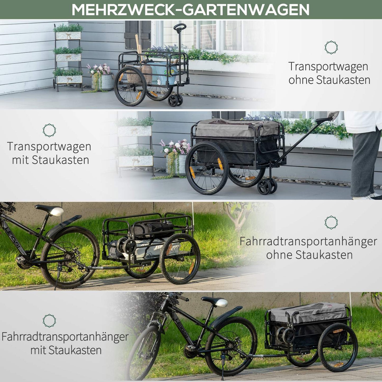 2-in-1 bicycle trailer with 20" tires, 40 kg capacity