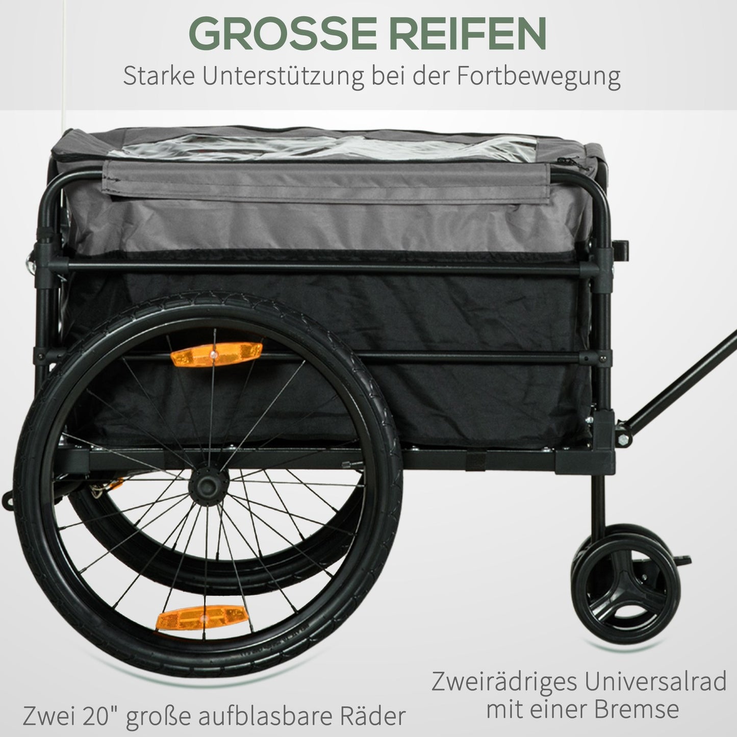 2-in-1 bicycle trailer with 20" tires, 40 kg capacity