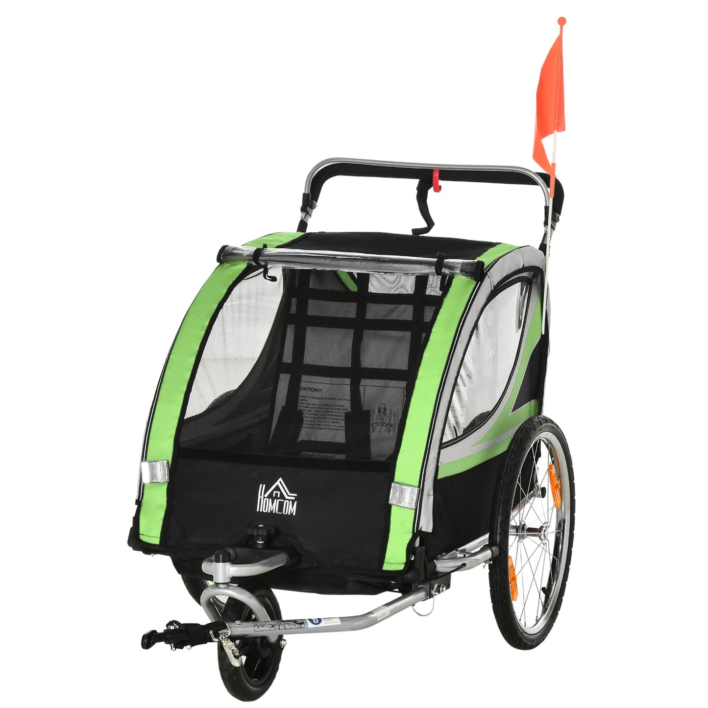2-in-1 children's bicycle stroller, 360° rotating, fits 2 children