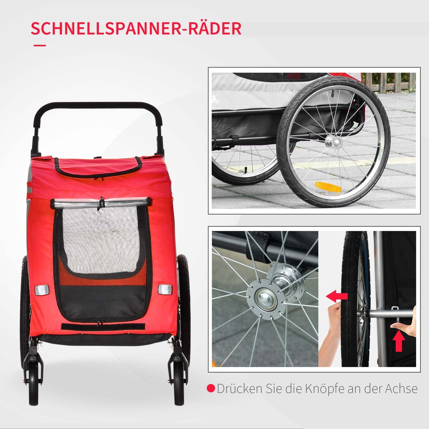 2-in-1 dog trailer & stroller with reflectors, Oxford fabric