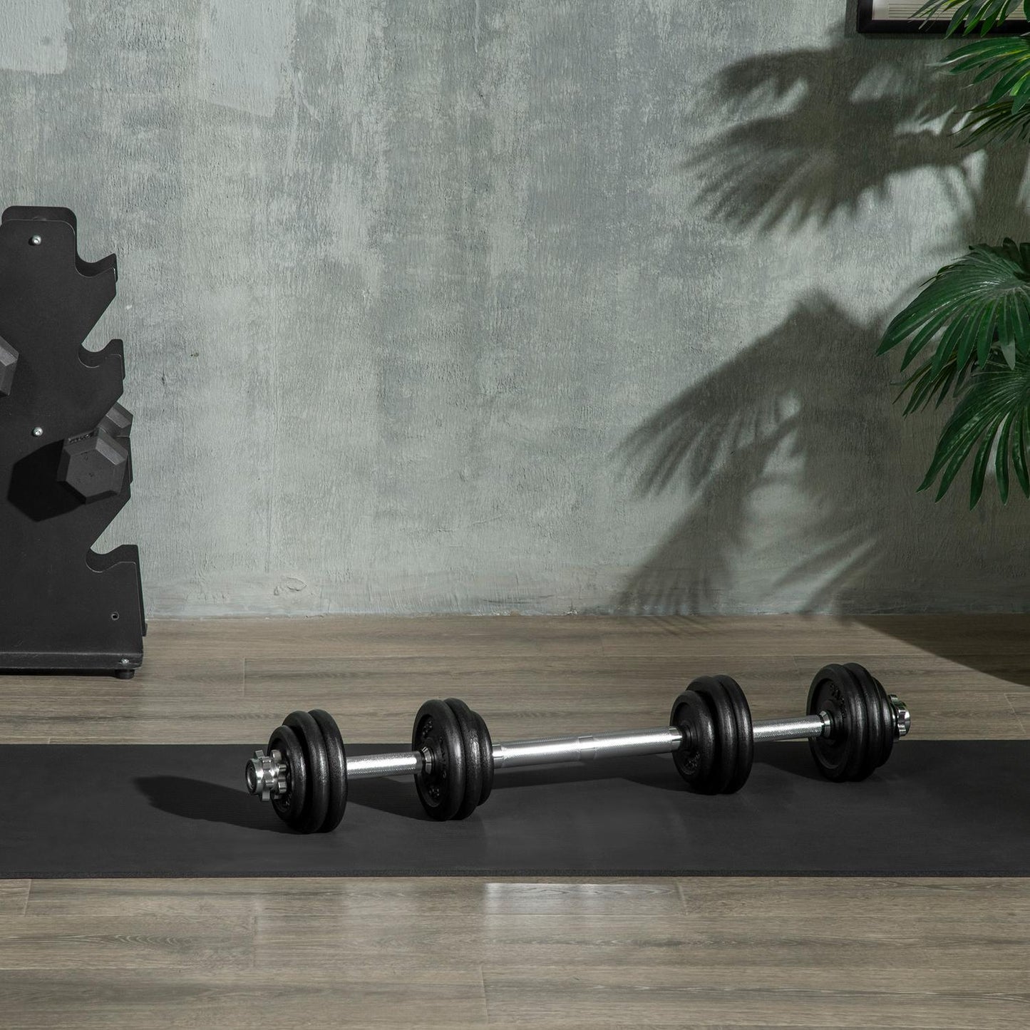 Adjustable 30 kg dumbbell set with 12 weight plates