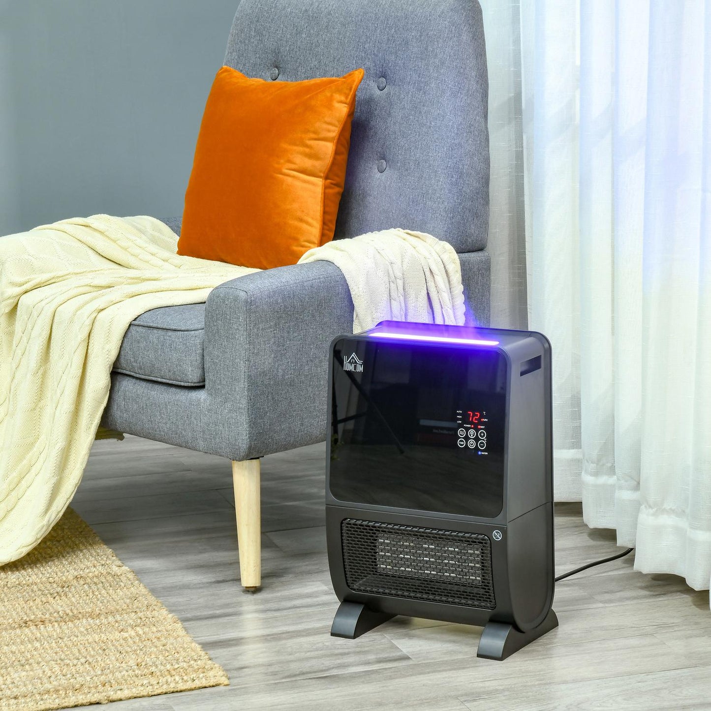 Electric 2-in-1 fan heater and humidifier, remote control, 2000W