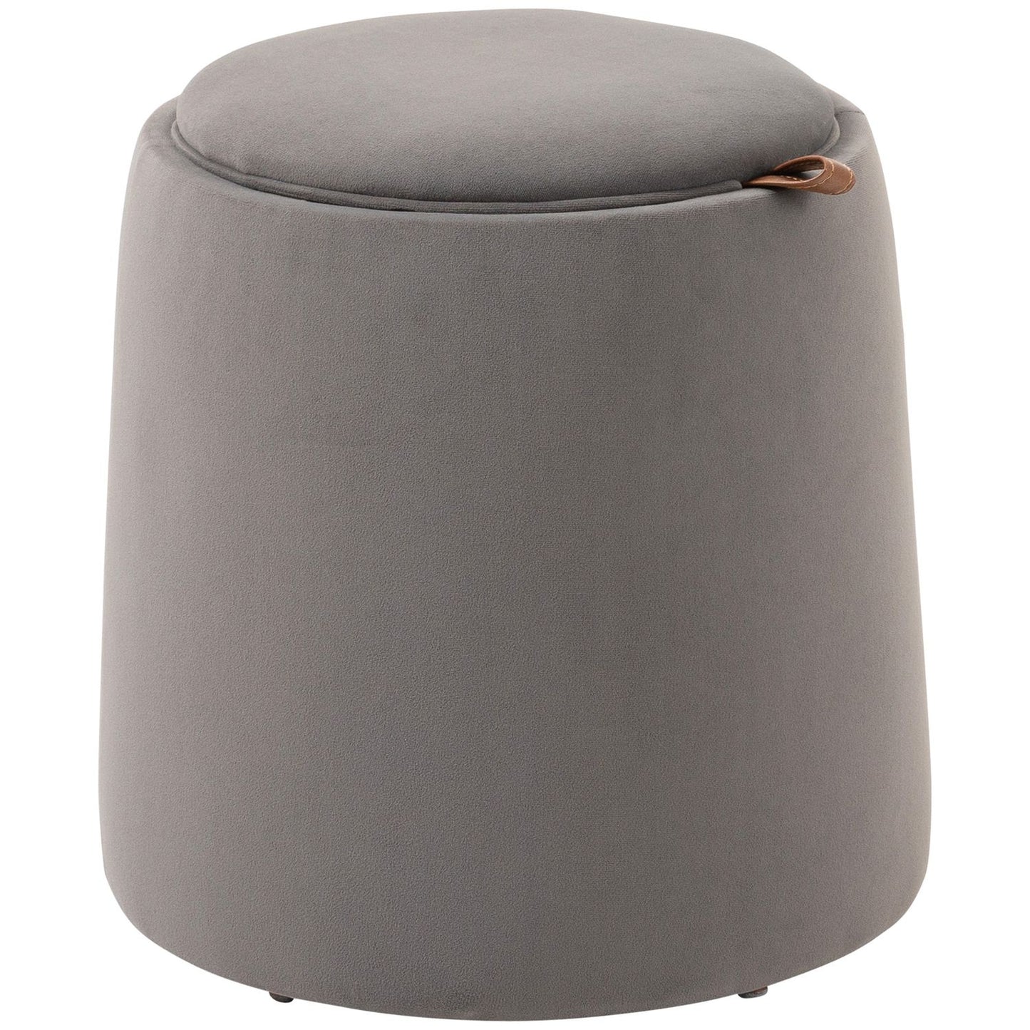Velvet round ottoman footstool with storage, dark grey