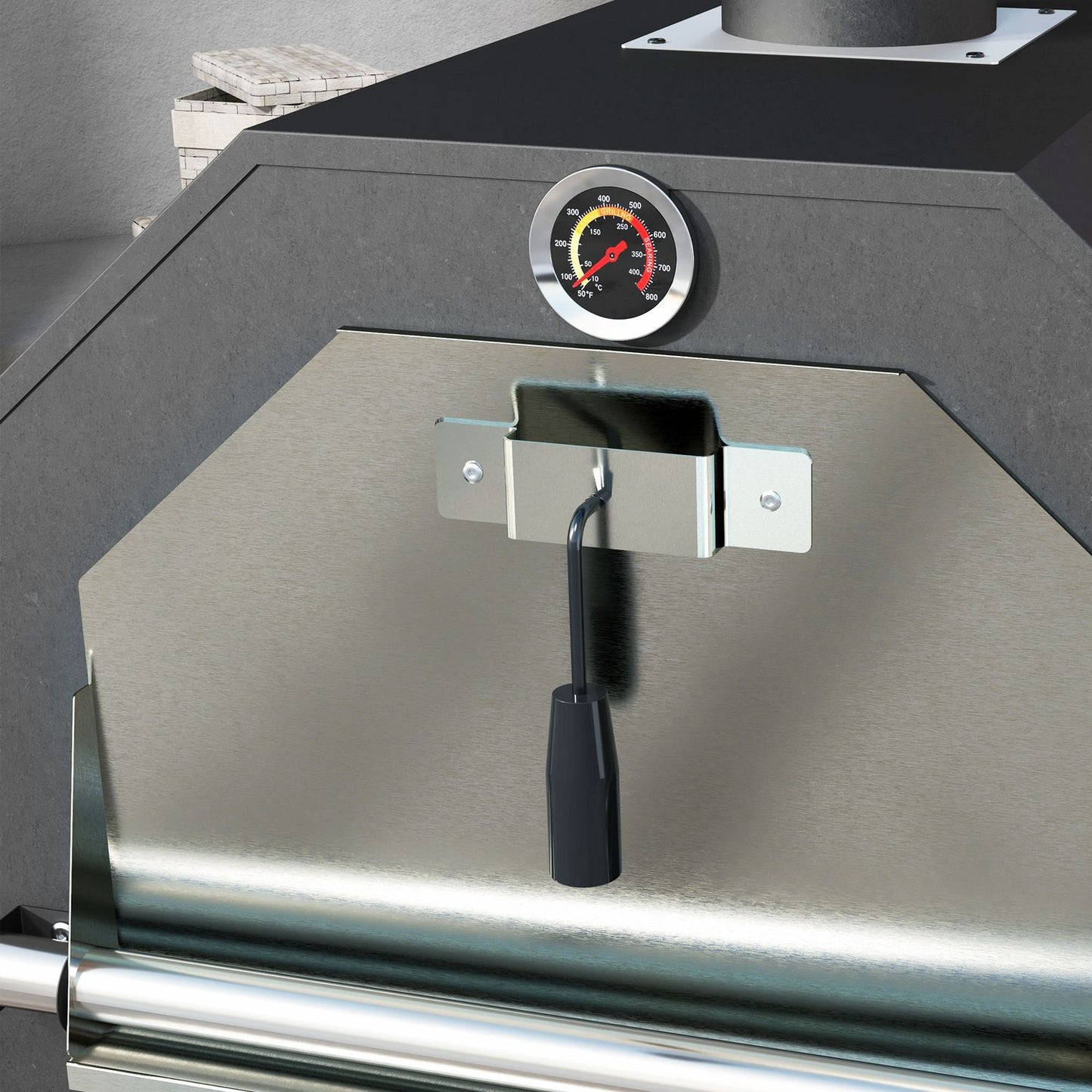 Outdoor 2-in-1 pizza oven & grill with stone and wheels