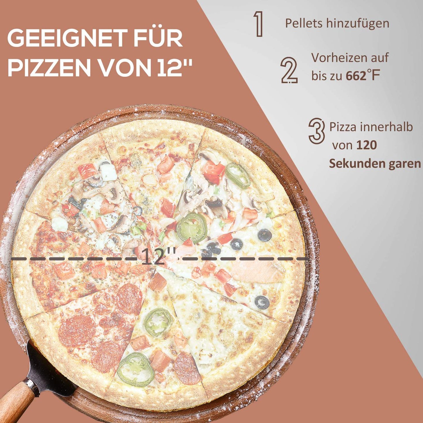 Outdoor 2-in-1 wood-fired pizza oven, with stone and shell