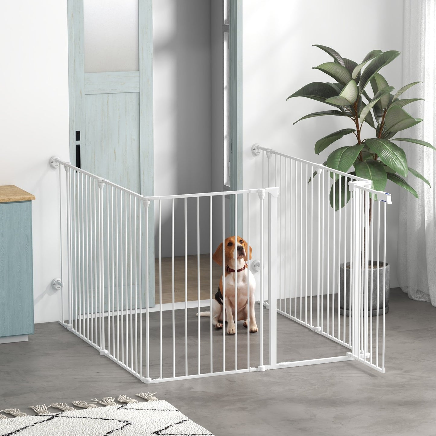 Foldable 2-in-1 puppy playpen, 6 panels, medium dogs
