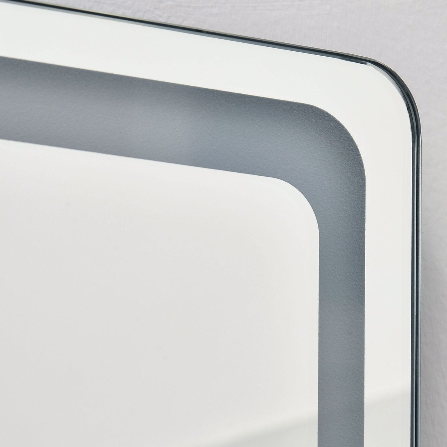 Full-length LED standing mirror, makeup and wall mount, silver/black