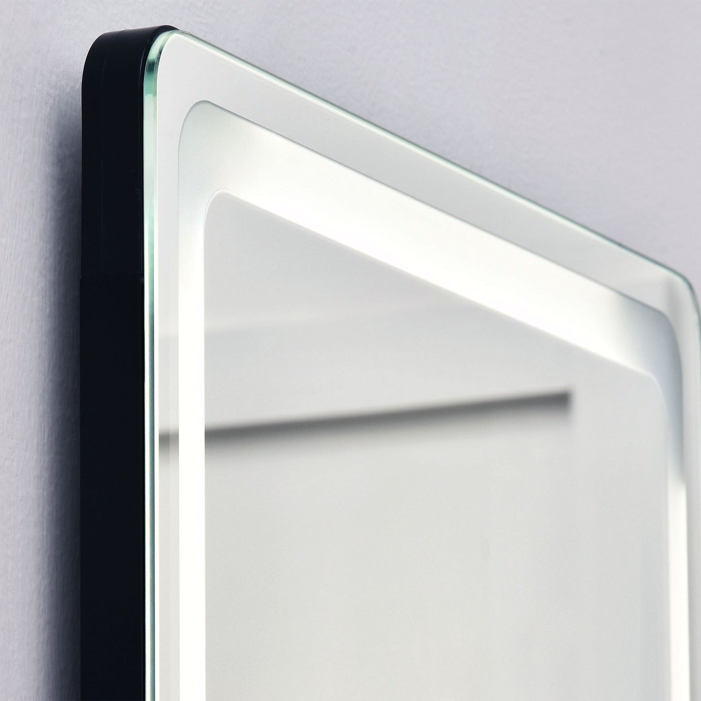 Full-length LED standing mirror, makeup and wall mount, silver/black