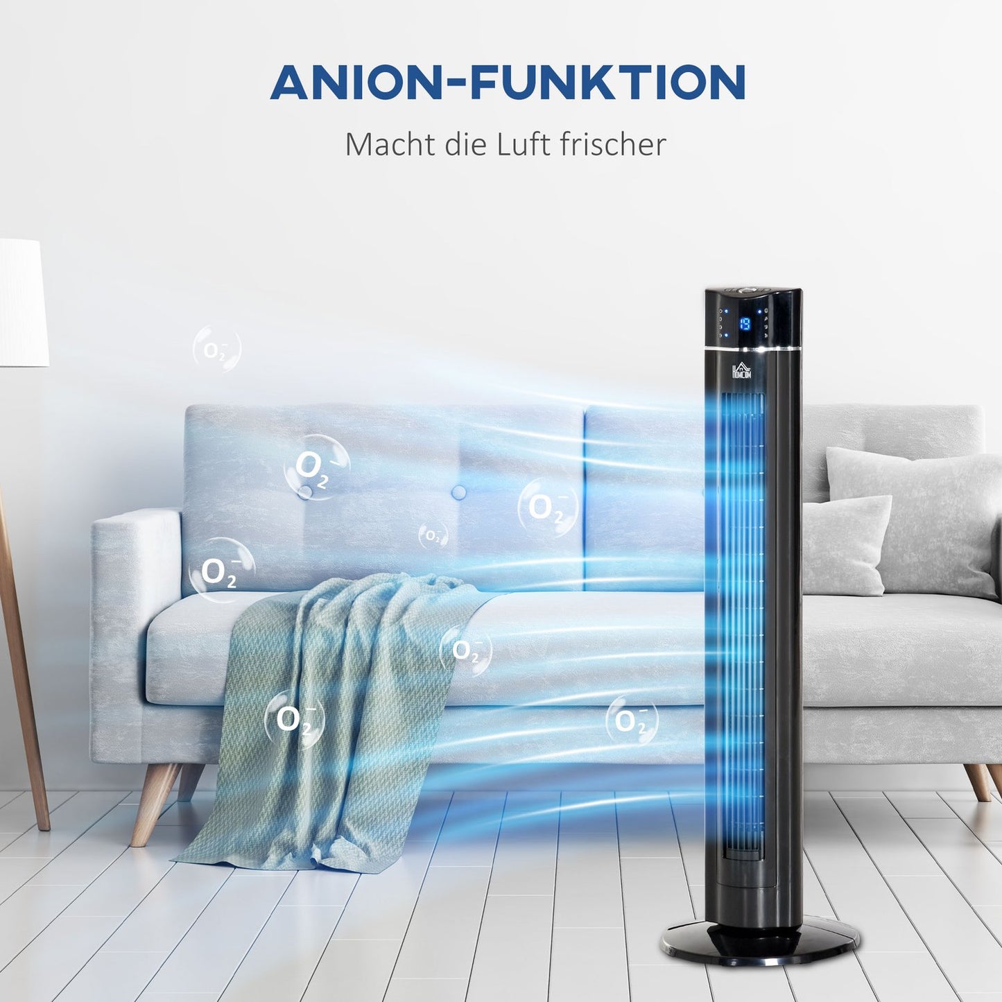 2-in-1 Tower & Stand Fan, Remote Control, Timer, Black