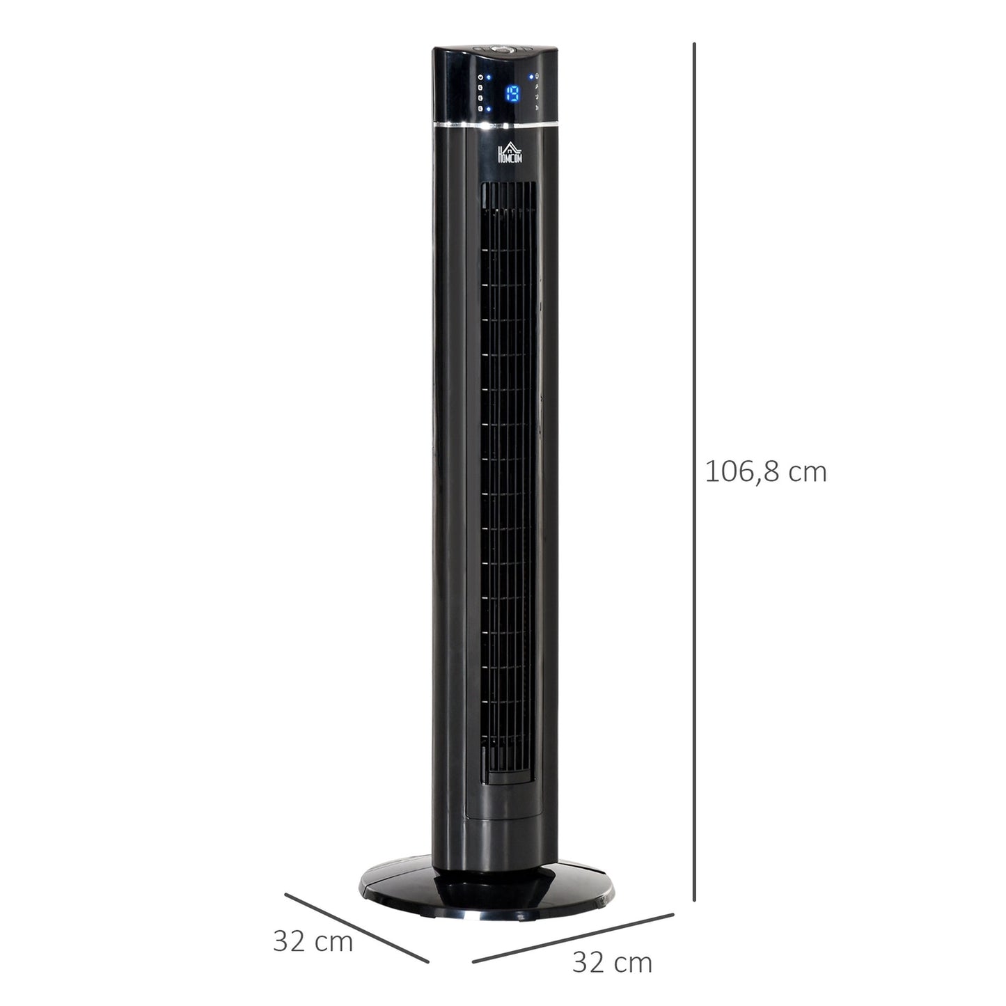 2-in-1 Tower & Stand Fan, Remote Control, Timer, Black