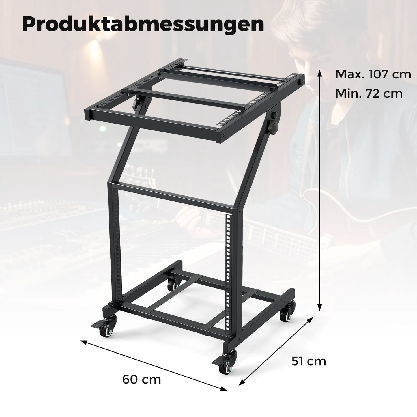 2-Layer Adjustable Audio Rack with Locking Wheels