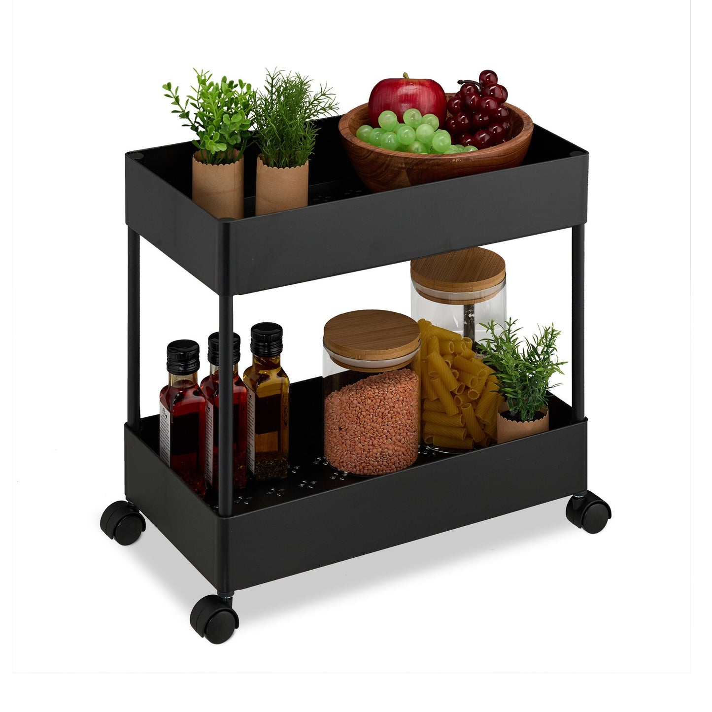 2-Level Serving Trolley with 360° Wheels