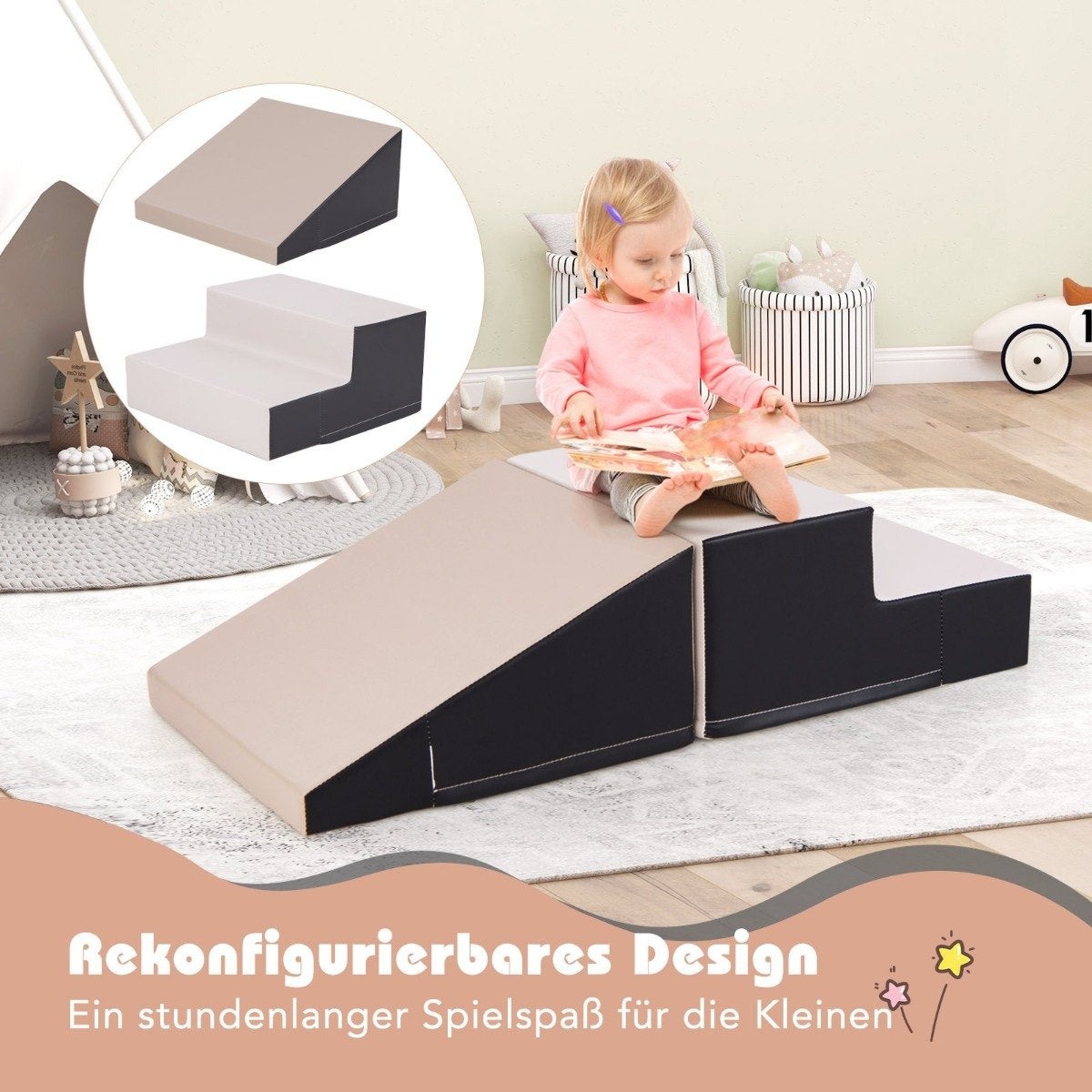 2 PCS. Children's foam building blocks for running around &amp; Climbing Soft Building Blocks Giant Building Blocks Black