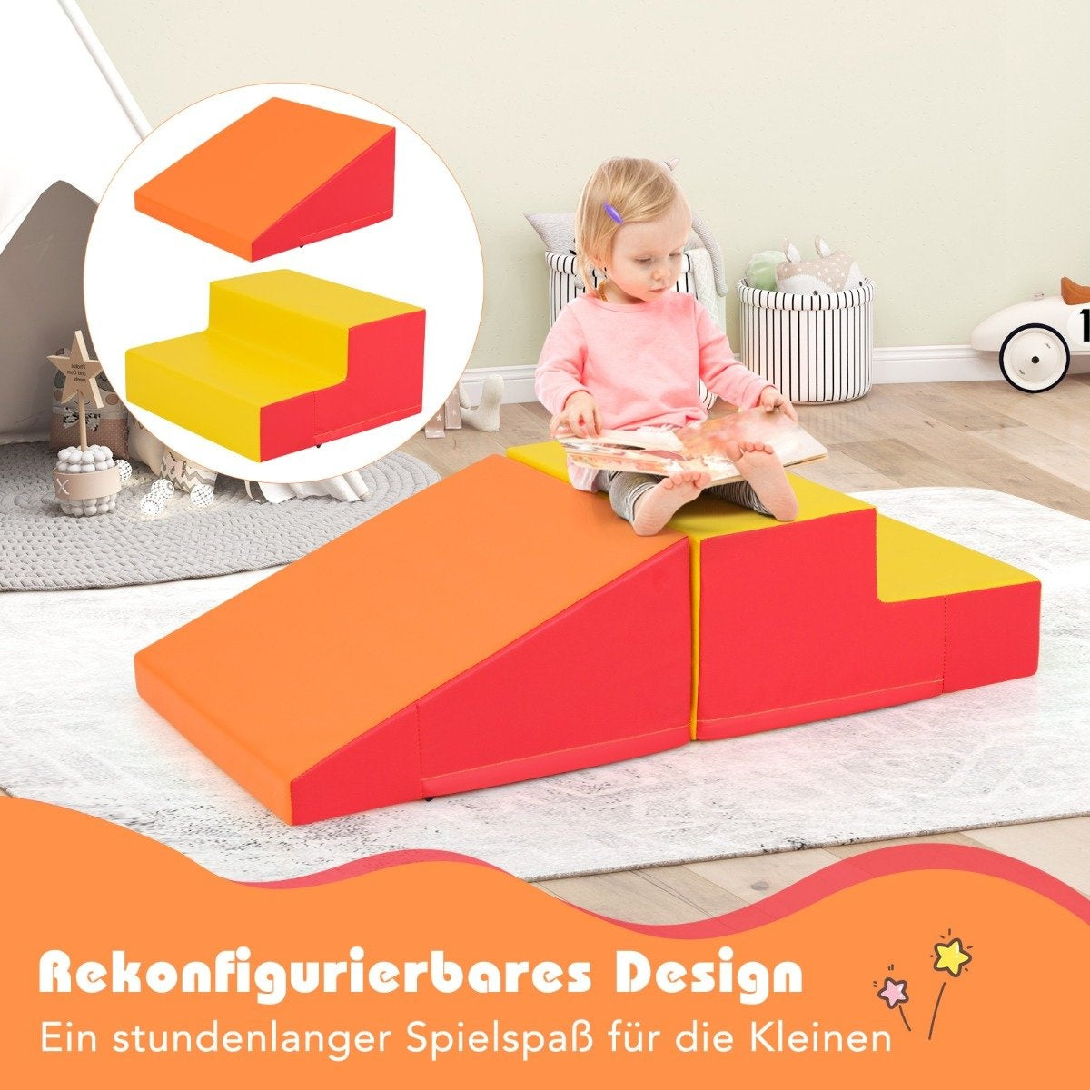 2 PCS. Children's foam building blocks for running around &amp; Climbing soft building blocks giant building blocks red