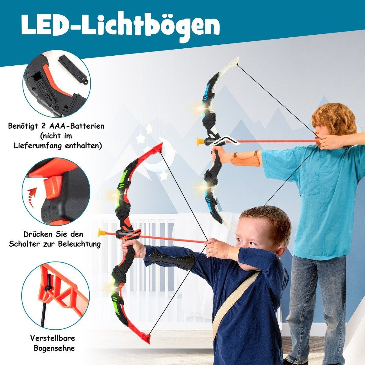 2 Pack Kids Bow and Arrow Set LED Lighted Archery Toy Set
