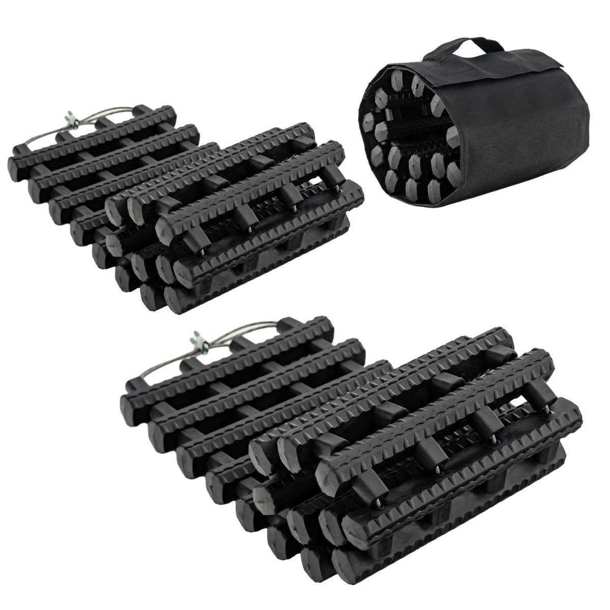 2 Pack Tire Traction Mats with Bag Emergency Traction Aid Black 61.5 x 21 x 2.8 cm