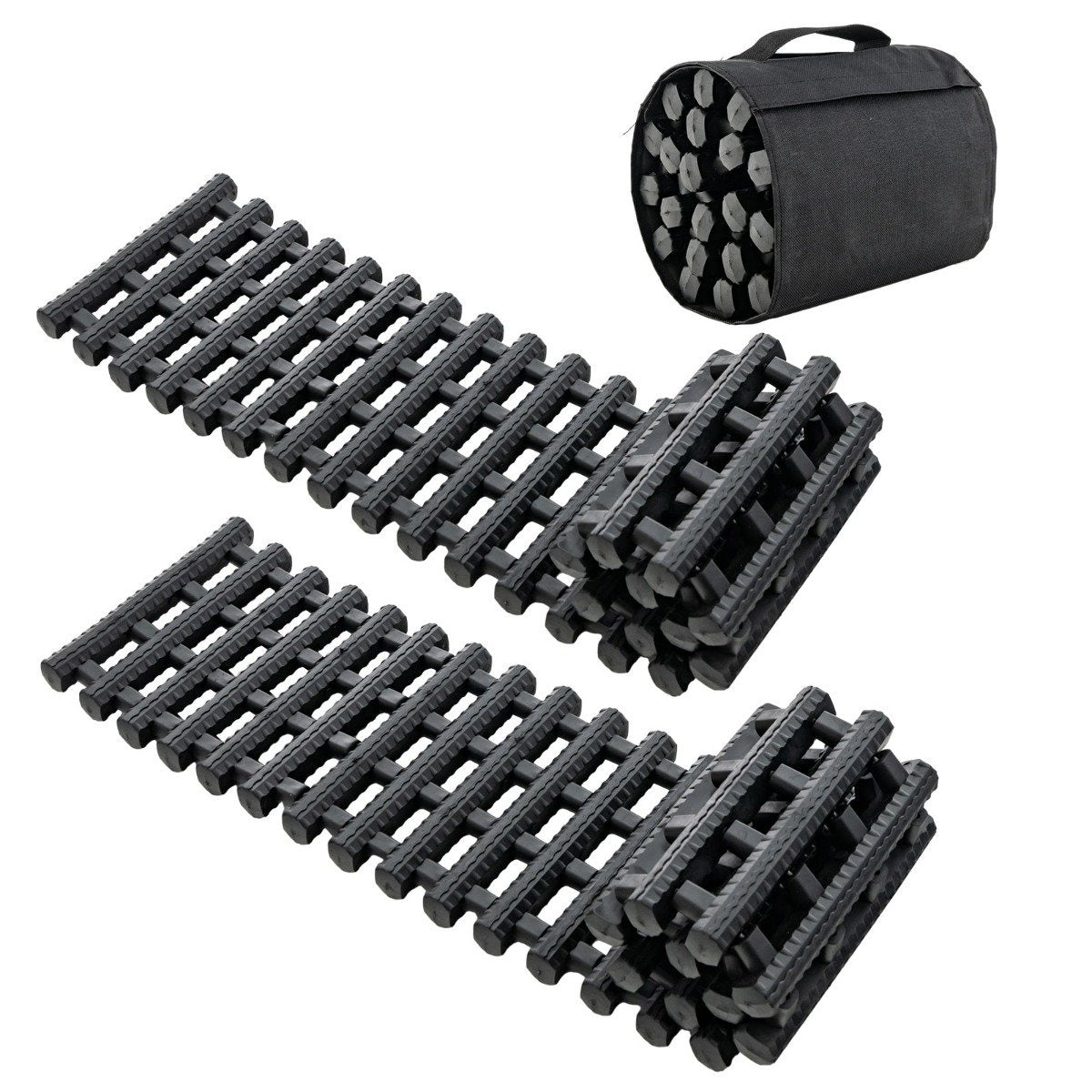 2 Pack Tire Traction Mats with Bag Emergency Traction Aid Black 82 x 21 x 2.8 cm