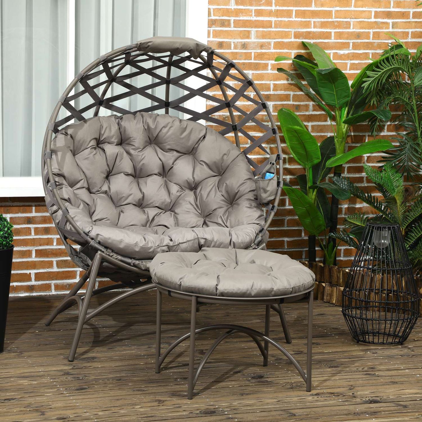 Garden chair set, wicker with folding seat and cushions