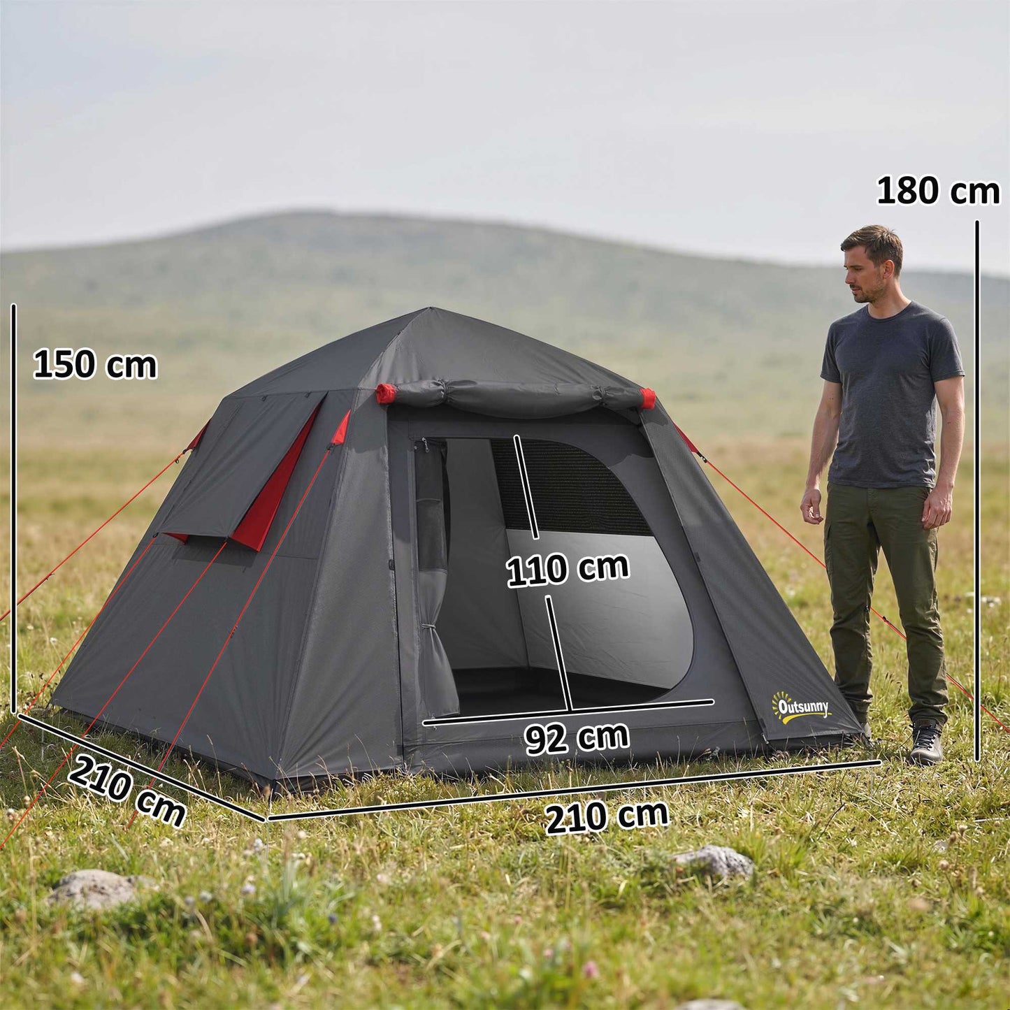 2-Person Dome Tent, Waterproof, 2 Doors, Easy Setup