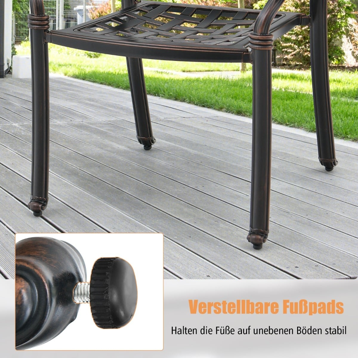 2-Piece Aluminum Stackable Garden Chairs with Armrests