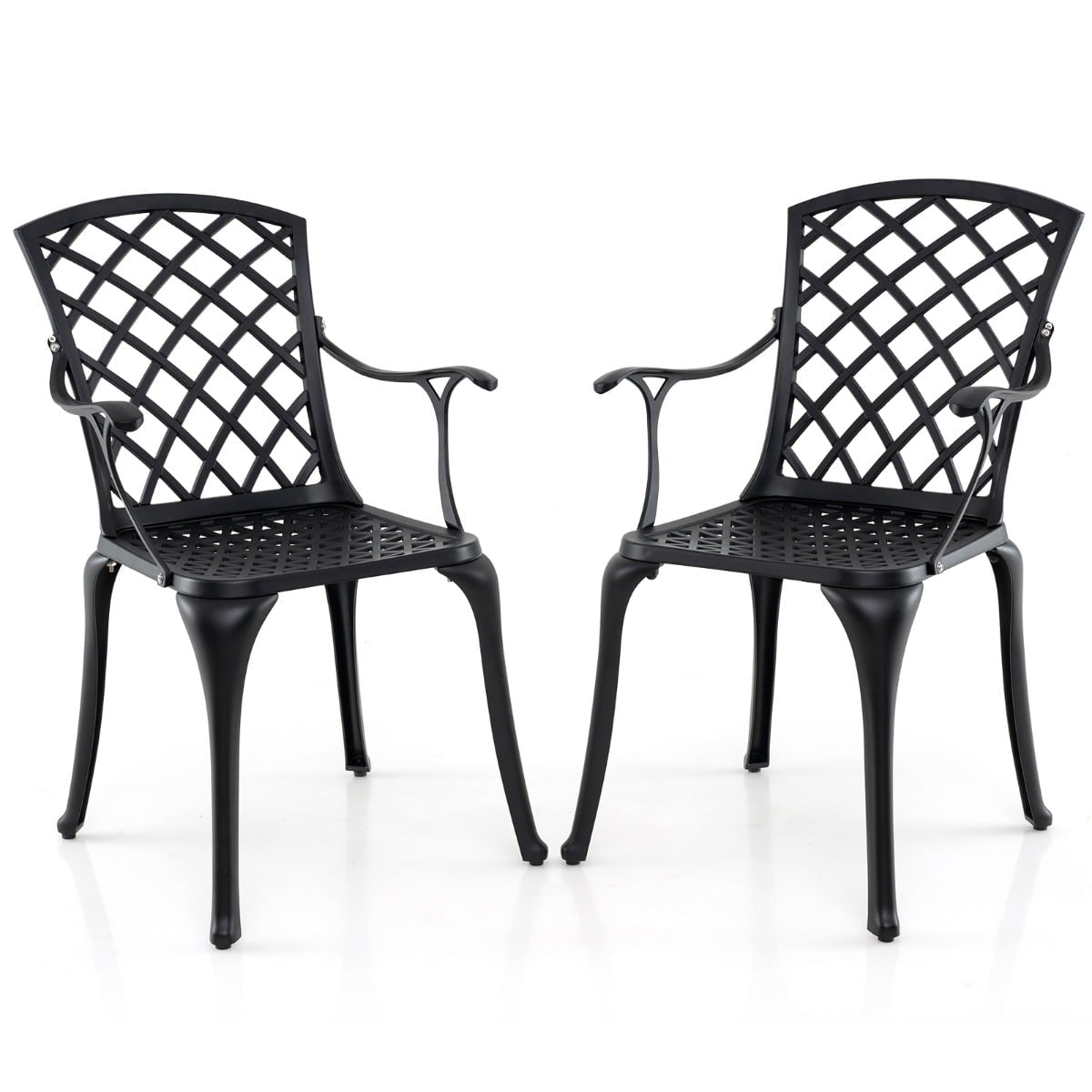 2-Piece Cast Aluminum Patio Chairs, Black, Weatherproof