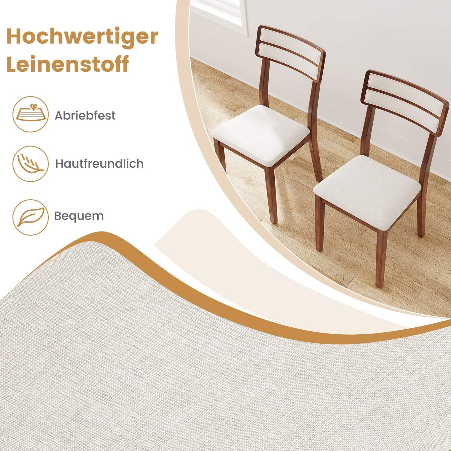 2-Piece Dining Chairs Set, Padded Seat, Rubberwood Legs