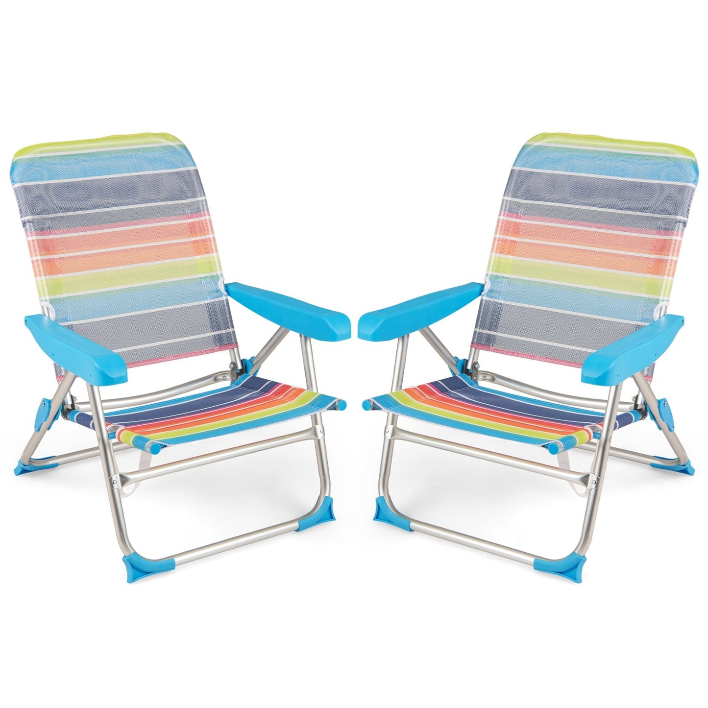 2-Piece Folding Beach Chair Set, Adjustable Backrest