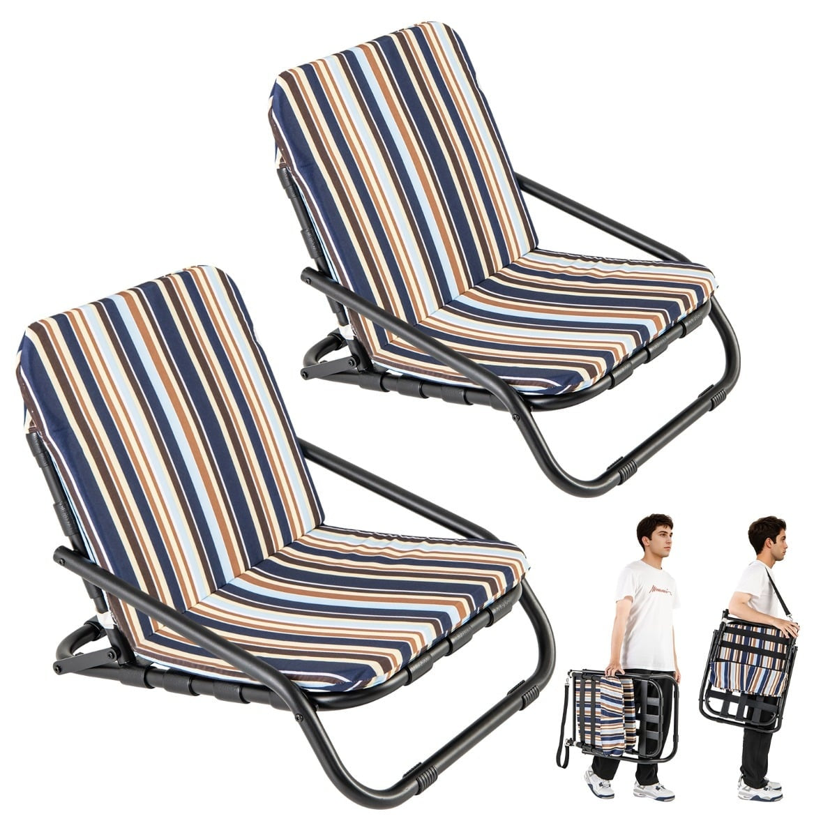 2-Piece Folding Beach Chairs, Quick-Dry Cotton