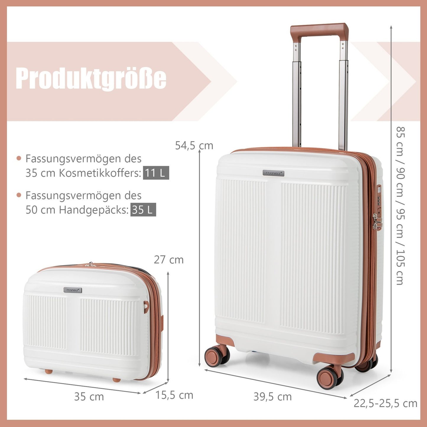 2-Piece Luggage Set with 20"" Carry-On & 14"" Cosmetic Case