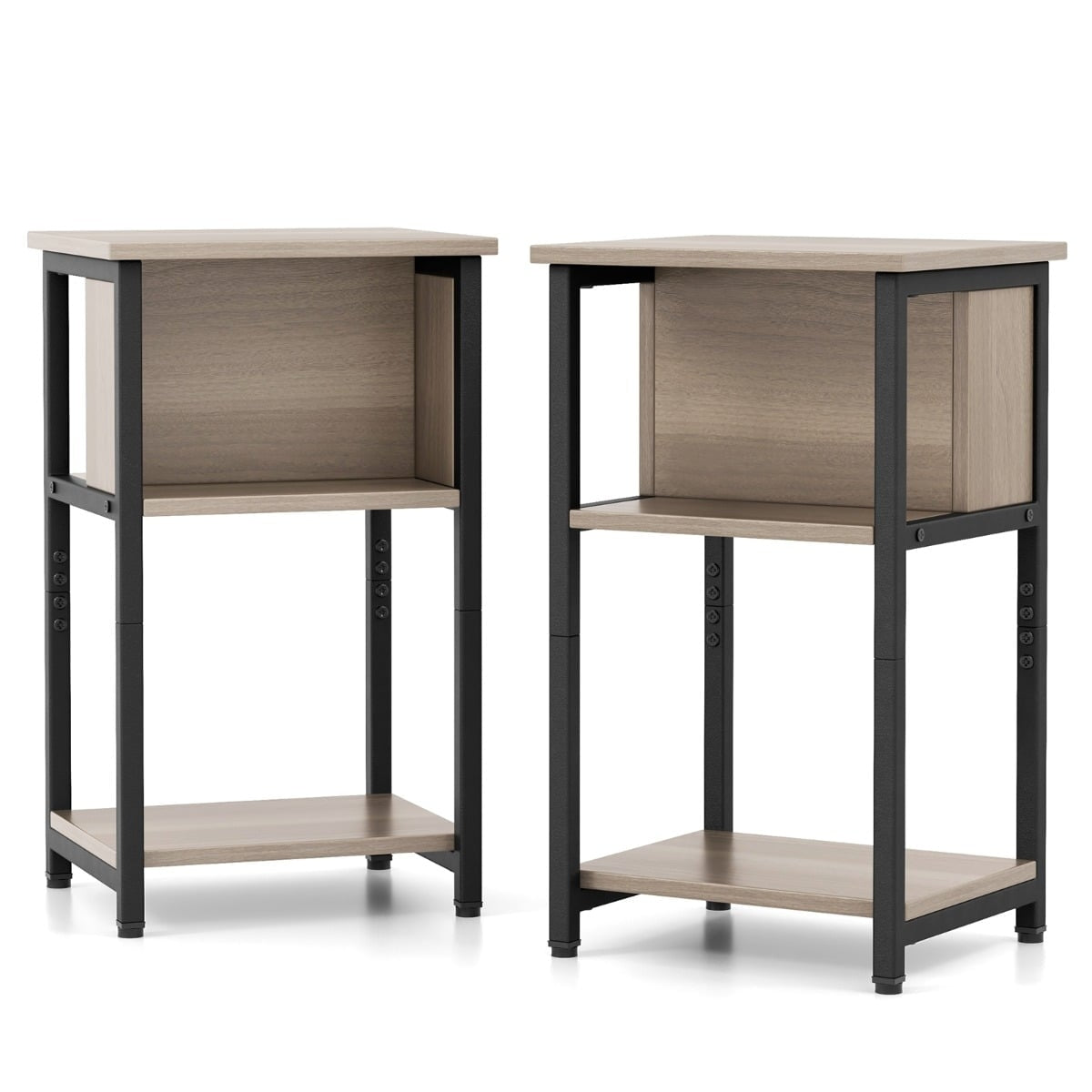 2-Piece Nightstand Set with Shelves & Adjustable Feet