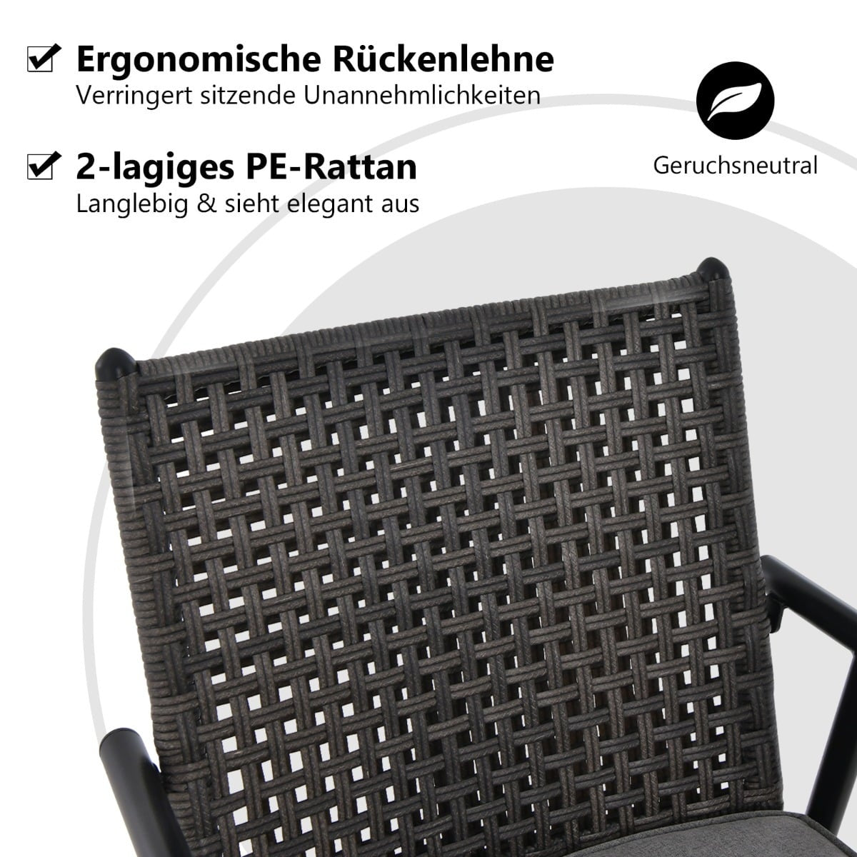 2-Piece Outdoor Bar Stool Set, Black, 360 Swivel Seat