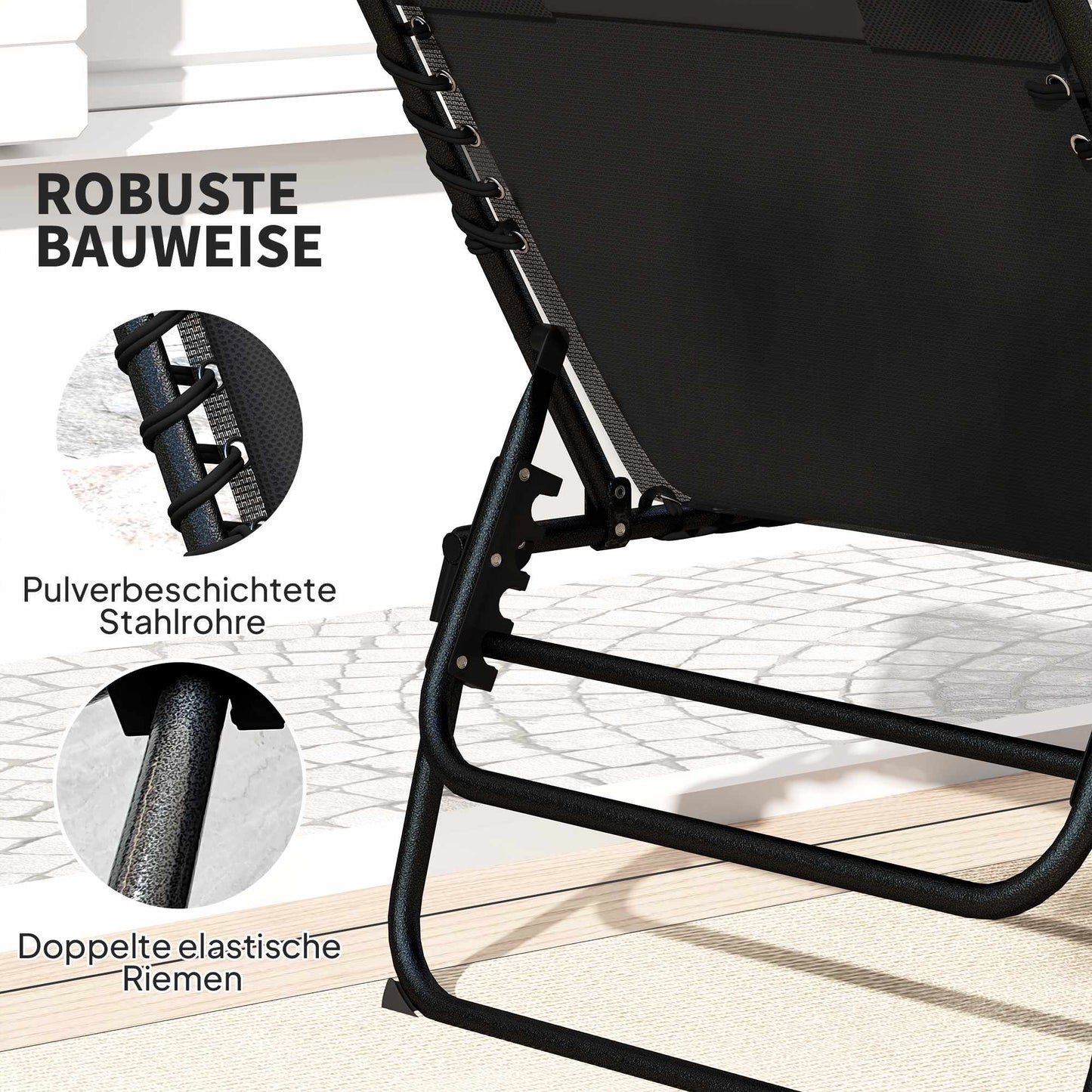 2-Piece Outdoor Sun Lounger Set, Adjustable, Steel Frame