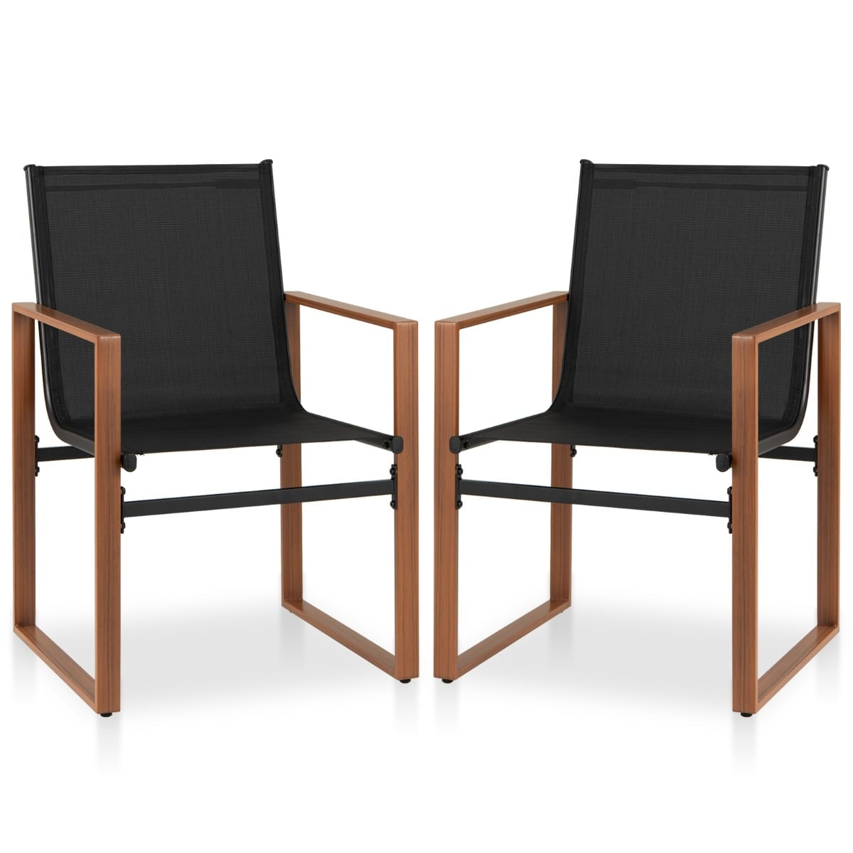 2-Piece Patio Chair Set, Breathable Fabric, Black