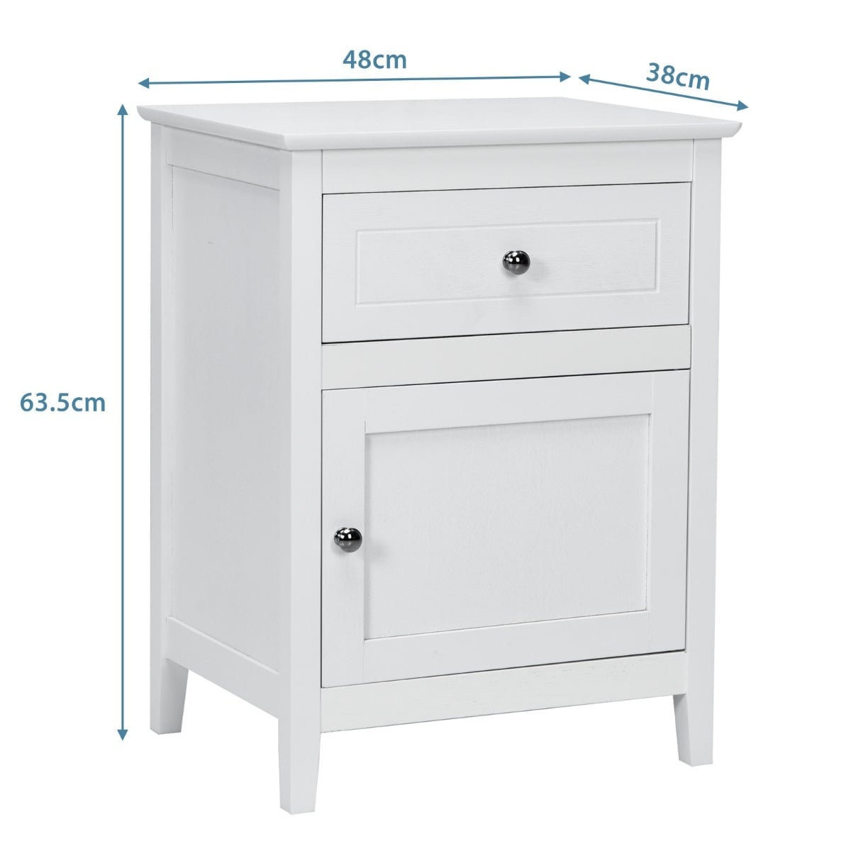 2-Piece Pine Wood Nightstand Set with Drawer and Door