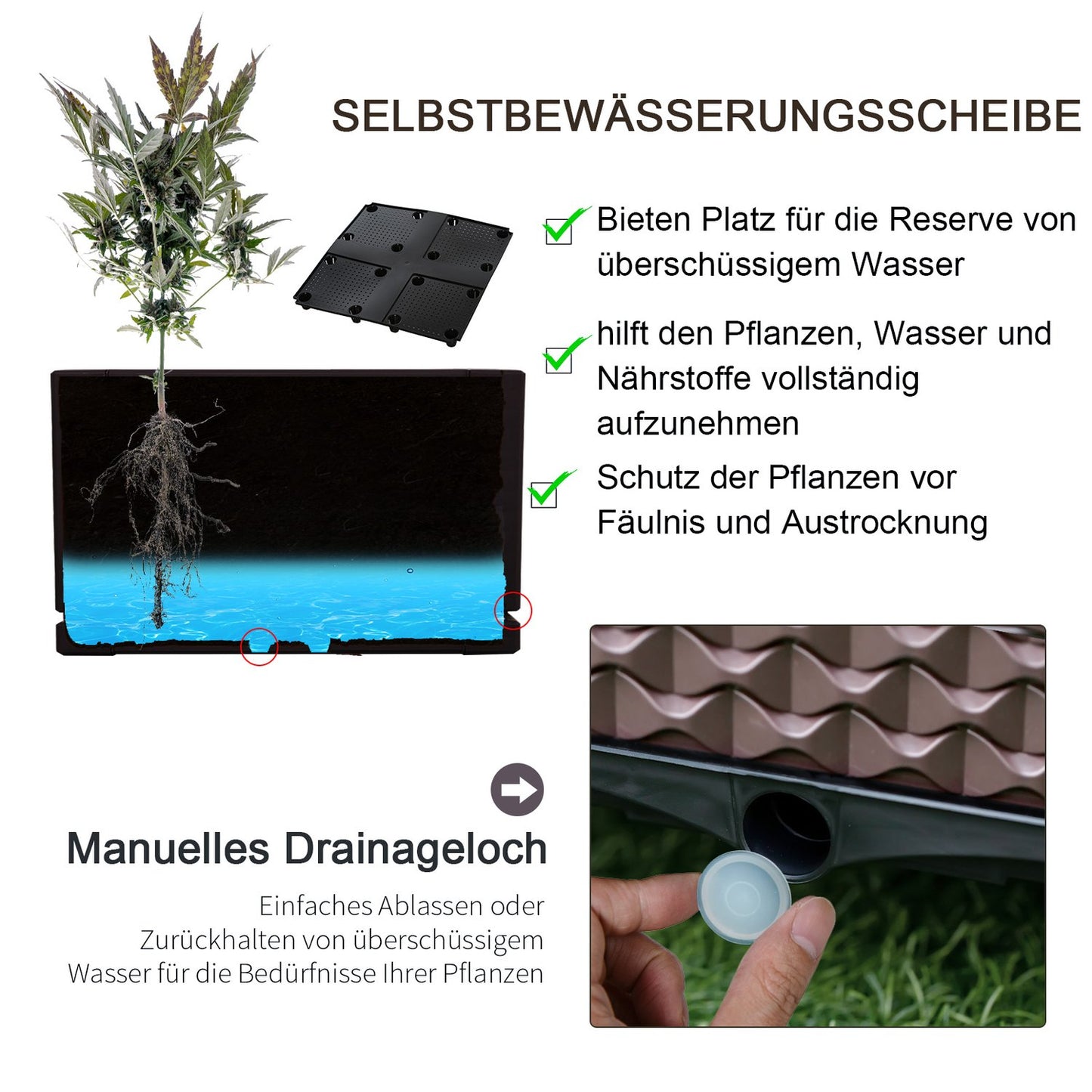 Raised garden bed with wheels - 2-piece plastic set, brown
