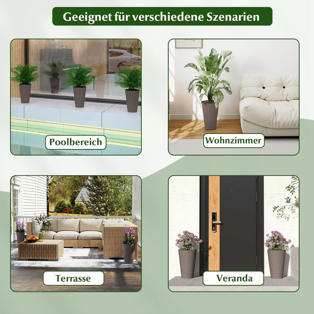 2-Piece Weatherproof Planter Set with Drainage, 45 cm