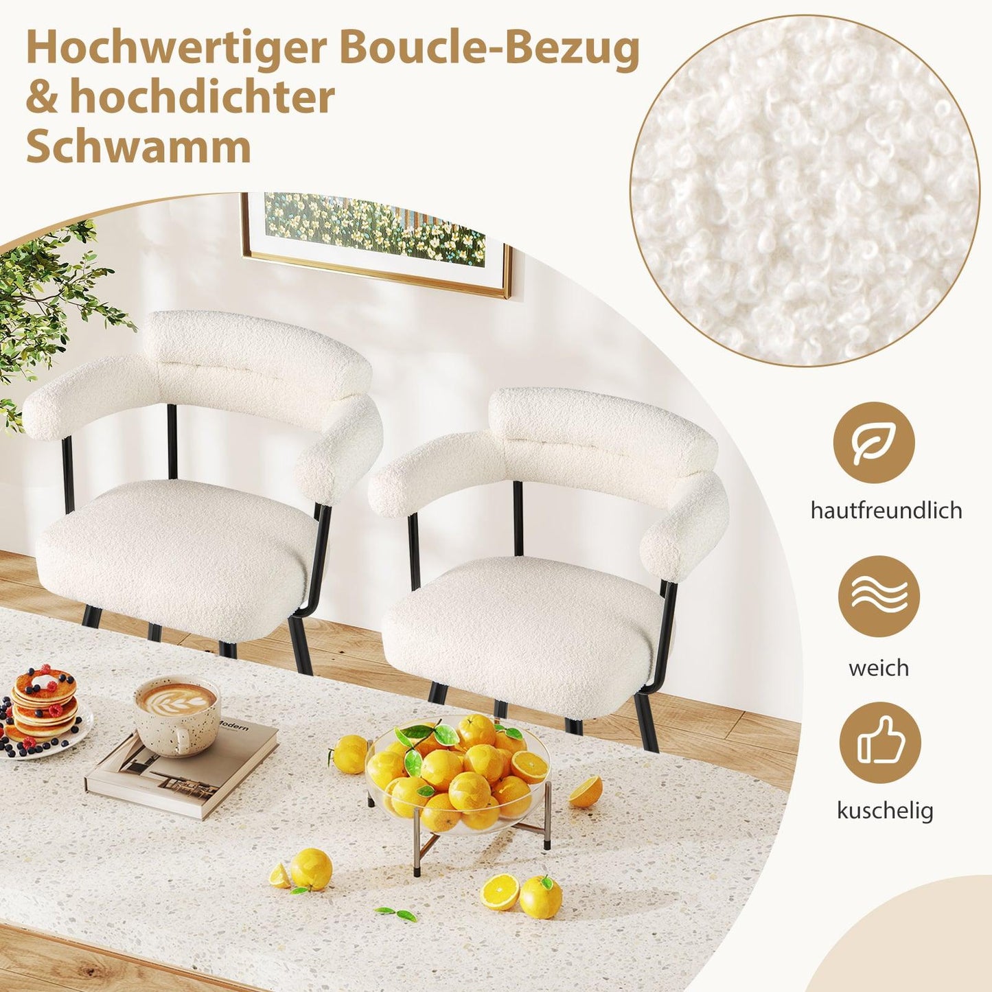 2-Piece White Swivel Bar Stools, 360 Rotating Seats