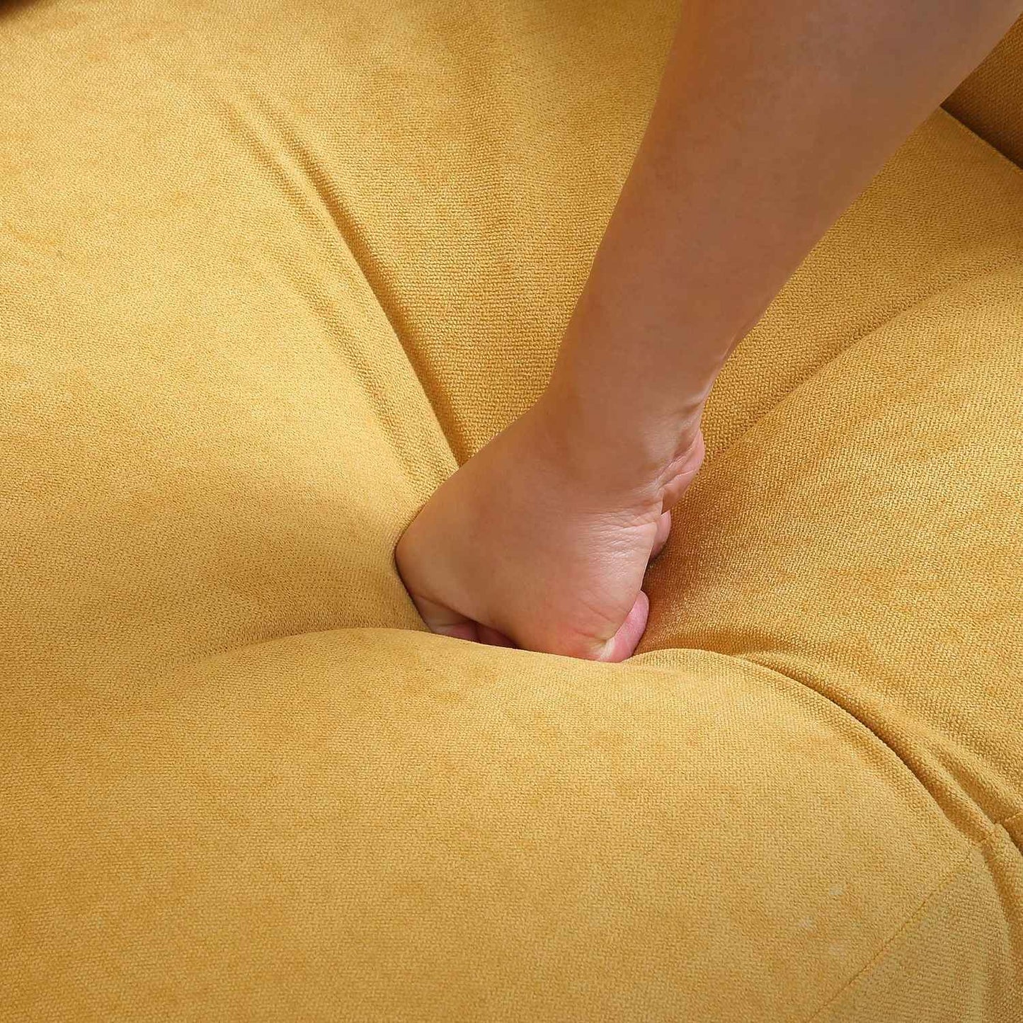 Yellow retro 2-seater Loveseat, linen look, 300 kg capacity