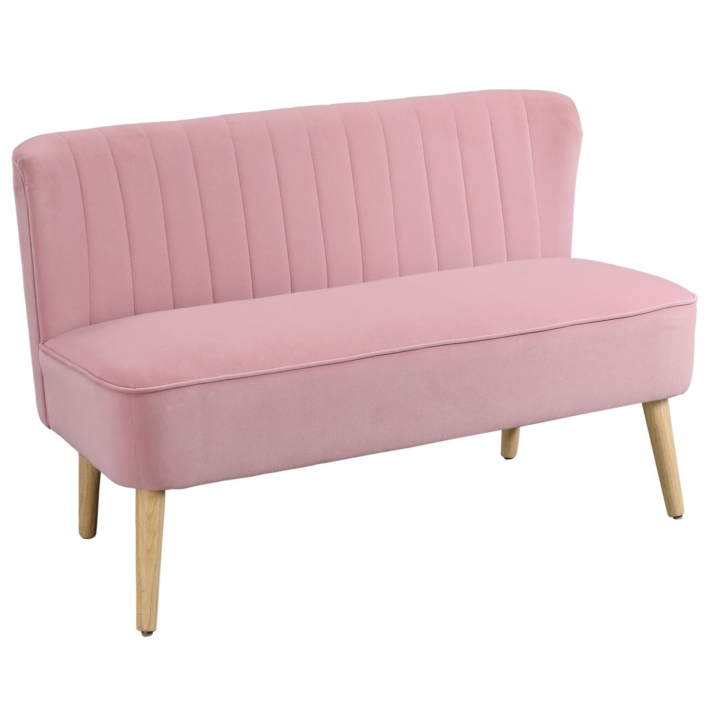 2-seater pink upholstered sofa - velvet-like fabric, 117x56.5x77 cm